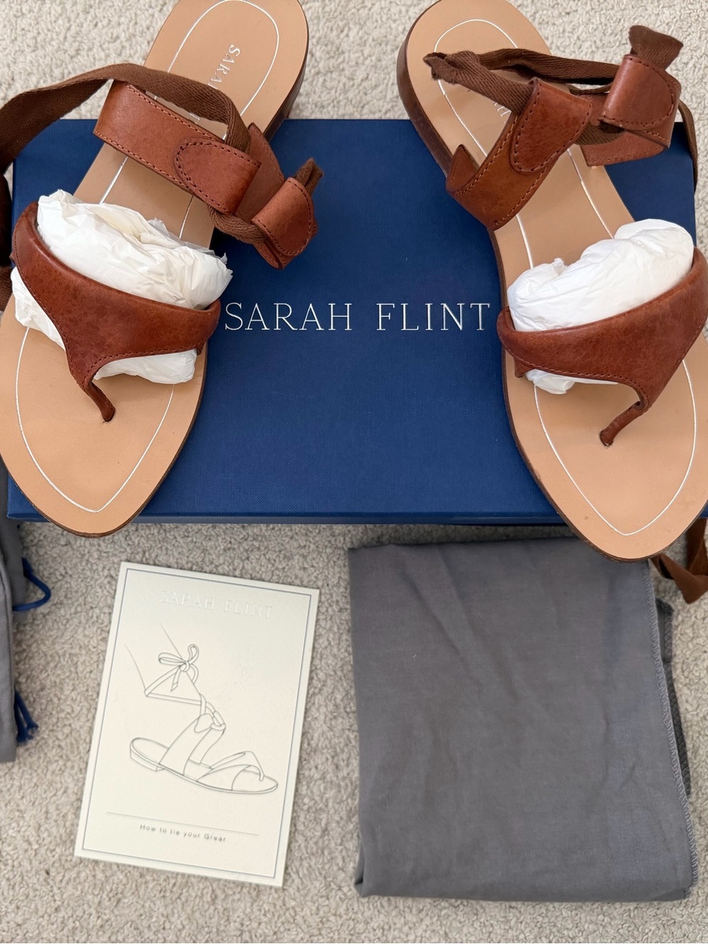 Sarah Flint Grear Sandal in Saddle Vachetta, size 38